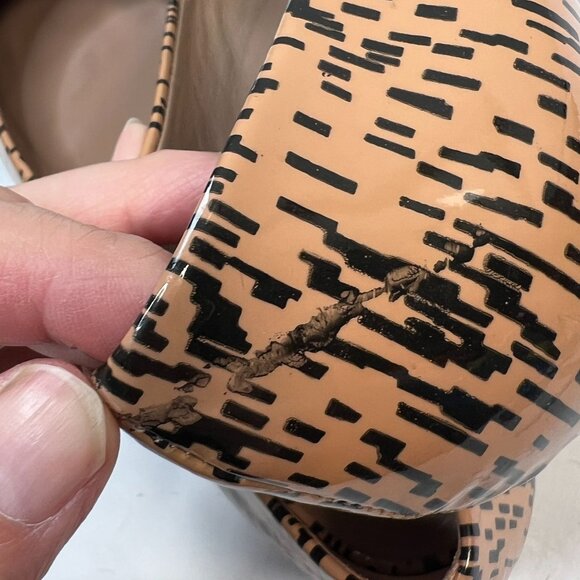 Loeffler Randall Patent Leather Printed Flats Tan Black Pointed Toe Size 8.5 - Picture 13 of 16